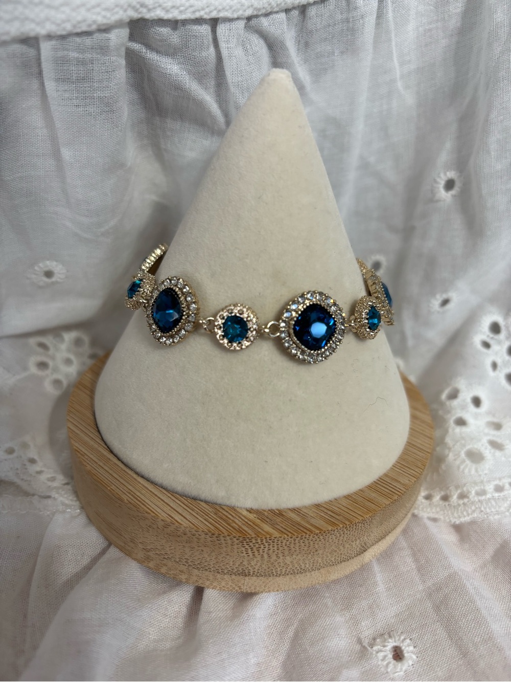Blue Rhinestone Link Bracelet